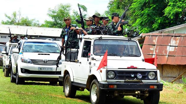 NSCN-IM, which has been in a ceasefire mode since 1997, wants creation of a greater Nagalim by carving areas in Assam, Manipur, Arunachal Pradesh and Myanmar where Nagas reside.(HT FILE PHOTO) NSCN-IM, which has been in a ceasefire mode since 1997, wants creation of a greater Nagalim by carving areas in Assam, Manipur, Arunachal Pradesh and Myanmar where Nagas reside.(HT FILE PHOTO)