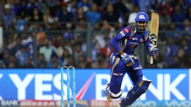 Krunal Pandya tried to revive the innings along with Kieron Pollard. (BCCI)