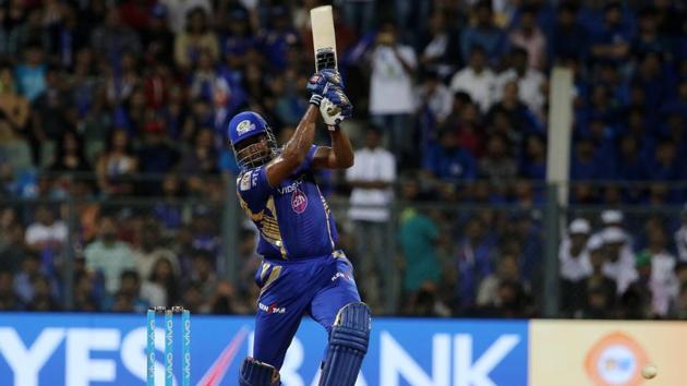Kieron Pollard tried to break the shackles but he struggled. (BCCI)