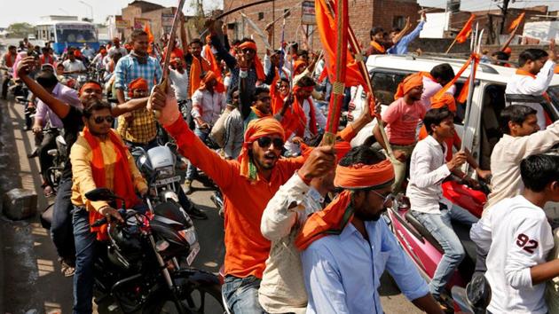 Hindu Yuva Vahini members take part in a rally in Unnao. (Reuters File Photo) Hindu Yuva Vahini members take part in a rally in Unnao. (Reuters File Photo)