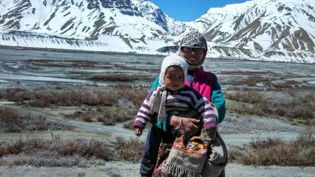 A passerby smiles at the camera on the road to Losar. Outsiders in the winter are infrequent if not rare as night time temperatures can dip to -30 degrees. (Amandeep Singh Kalra)