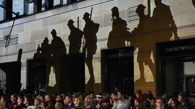 People attend the Dawn Service of Anzac Day in Sydney. The Afghanistan veteran called for “a mighty dust-off” for returning service personnel, using a military term for emergency evacuation which stands for “dedicated unhesitating service to our fighting forces”. (Saeed Khan/AFP)