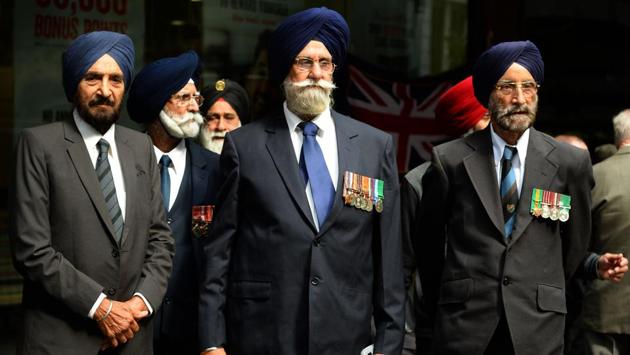 Indian Sikh war veterans and their families prepare to take part in the Anzac Day parade in Sydney. The 102nd anniversary of ANZAC Day was being held amid tight security in Gallipoli after the Australian government said earlier this month it had received information of a possible attack during the ceremony. (Peter Parks/AFP)