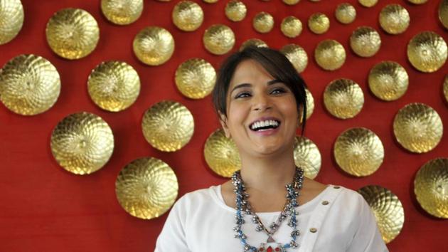 Actress and producer Richa Chadda at the screening of short film Khoon Aali Chithi, at a hotel in Chandigarh on Tuesday, April 25. (Karun Sharma/HT)