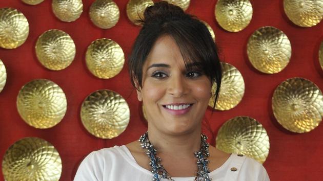 Richa Chadda at the screening of Khoon Aali Chithi in Chandigarh.  (Karun Sharma/HT) 