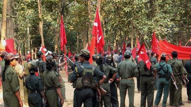 A gathering of Maoists during the CPI (Maoist)'s Ninth Congress in an undisclosed place in Chhattisgarh state on Thursday. PTI Photo(PTI Photo)