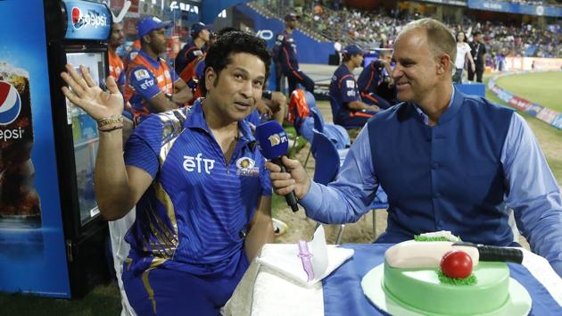 Sachin Tendulkar celebrated his 44th birthday during the 2017 Indian Premier League clash between Mumbai Indians and Rising Pune Supergiant at the Wankhede stadium. (BCCI)