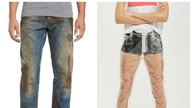 (From left) For $425 and $100 respectively, you could be the proud owner of two pairs of ‘jeans’.