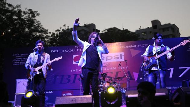 Multi-genre Hindi band Astitva performs at DCAC’s annual cultural fest Ambrosia. (AMAL KS/ HT Photo)