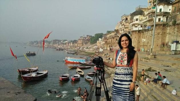 Filmmaker Beenu Rajput at a Varanasi ghat.(HT Photo)