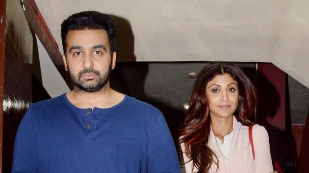 Actor Shilpa Shetty with husband Raj Kundra.(HT File)