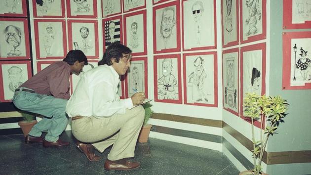 Vinod Khanna at the Hindustan Times Cartoon Contest in 1993. (HT PHoto) Vinod Khanna at the Hindustan Times Cartoon Contest in 1993. (HT PHoto)