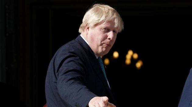 British foreign secretary Boris Johnson gestures as he arrives to meet Greek Foreign Minister Nikos Kotzias at the Foreign Ministry in Athens, Greece on April 6.(Reuters)