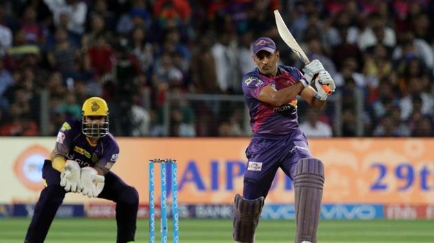 MS Dhoni struck some lusty blows as Kolkata Knight Riders were under pressure in the death overs. (BCCI)
