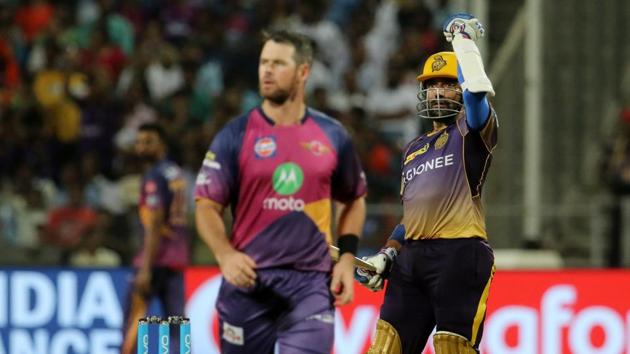 Uthappa and Gambhir’s 158-run stand helped KKR race away to a seven-wicket win and go on top of the table in the 2017 Indian Premier League. (BCCI)