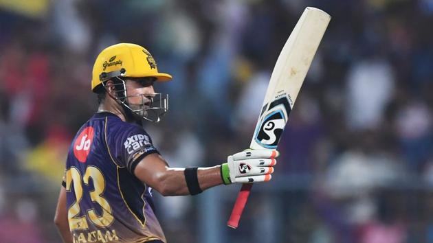Kolkata Knight Riders captain Gautam Gambhir celebrates after scoring a half-century against Delhi Daredevils during an Indian Premier League (IPL) 2017 match . Live streaming of the KKR vs DD match was available online.(AFP)