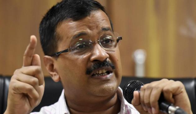 Delhi chief minister Arvind Kejriwal addresses a press conference at his residence in New Delhi. Several leaders of his Aam Aadmi Party have blamed the leadership for a string of election losses recently.(Sonu Mehta/HT FILE PHOTO)