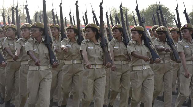 With special emphasis on Safety and Security of Women, all the Women Constables have been trained in Unarmed Combat (UAC) & Commando. (Raj K Raj/HT PHOTO)
