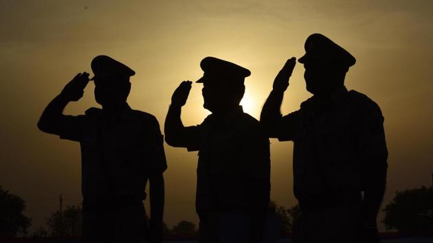 North-east recruits during the passing out parade at Police Training center , in New Delhi. (Raj K Raj/HT PHOTO)