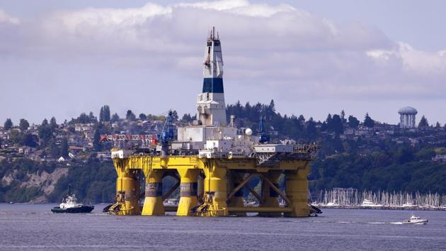 The oil drilling rig Polar Pioneer is towed toward a dock in Elliott Bay in Seattle.(AP File Photo) The oil drilling rig Polar Pioneer is towed toward a dock in Elliott Bay in Seattle.(AP File Photo)
