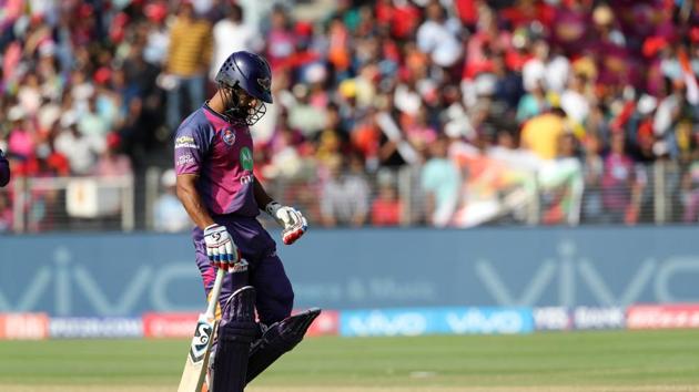 Rahul Tripathi was snapped up by Pawan Negi for 37 as RPS stuttered. (BCCI)