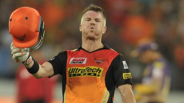 Sunrisers Hyderabad captain David Warner reacts after scoring a century against Kolkata Knight Riders in an Indian Premier League (IPL) 2017 match. (AFP) Sunrisers Hyderabad captain David Warner reacts after scoring a century against Kolkata Knight Riders in an Indian Premier League (IPL) 2017 match. (AFP)