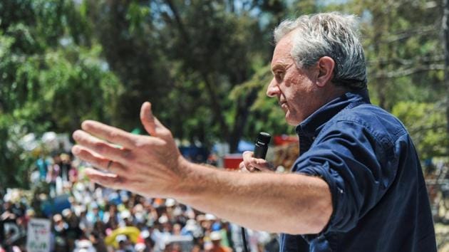 Environmental activist Robert F. Kennedy Jr. speaks to the crowd during the People's Climate March protest for the environment in the Wilmington neighborhood in Los Angeles, California. Trump has also proposed deep cuts for the Environmental Protection Agency and the elimination of many environmental regulations. (Andrew Cullen/REUTERS)
