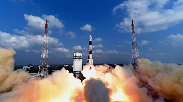 Indian Space Research Organisation (ISRO) successfully launching a record 104 satellites, including India’s earth observation satellite, from Sriharikota in February 2017. (PTI File Photo) Indian Space Research Organisation (ISRO) successfully launching a record 104 satellites, including India’s earth observation satellite, from Sriharikota in February 2017. (PTI File Photo)