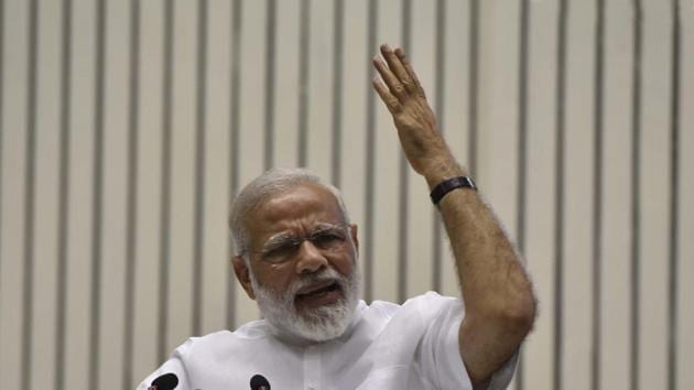 Prime Minister, Narendra Modi addressing the gathering on the occasion of Golden Jubilee in Delhi on April 29. (Sushil Kumar/HT PHOTO) Prime Minister, Narendra Modi addressing the gathering on the occasion of Golden Jubilee in Delhi on April 29. (Sushil Kumar/HT PHOTO)