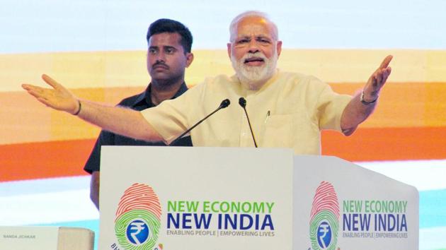 Prime Minister Narendra Modi addresses a NITI Aayog function in Nagpur, Maharashtra.(PTI File Photo)