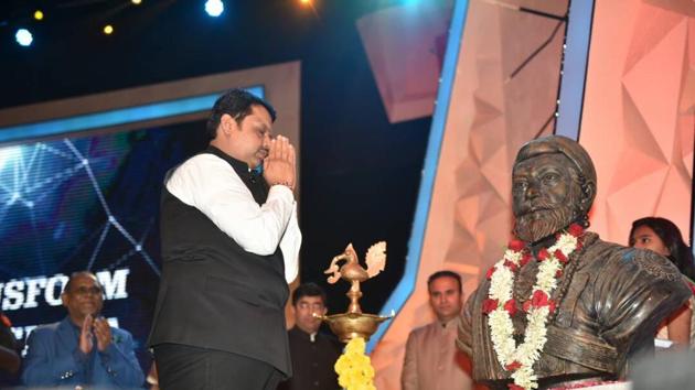 Chief minister Devendra Fadnavis at the ‘Transform Maharashtra’ conference at the National Sports Club of India in Worli on Monday. (Pratham Gokhale) Chief minister Devendra Fadnavis at the ‘Transform Maharashtra’ conference at the National Sports Club of India in Worli on Monday. (Pratham Gokhale)