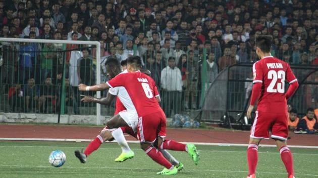 Aizawl FC needed a draw from the last match of the I-League season away against Shillong Lajong FC and the match was a fiercely contested one with the hosts scoring first. Title rivals Mohun Bagan were playing Chennai City FC at home in Kolkata. (AIFF) 