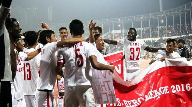 The party for Aizawl FC began soon after the final whistle in their match against Shillong Lajong FC -- the draw ensuring they became the new I-League champions on Sunday. (PTI)