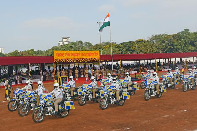 A RIDE TO REMEMBER: Maharashtra security personnel put up a good show. (Pratik Chorge/HT Photo) 