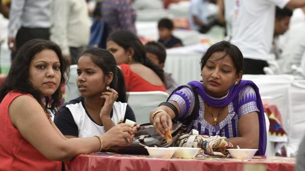 The food court at the fest is offering Odia delicacies including Raghu Dahibara, Dilbahar Lassi & Atmaram Sweets from Cuttack, Kendrapada Rasabali, Odia Thali by Odisha Hotel. (Raj K Raj/HT PHOTO) The food court at the fest is offering Odia delicacies including Raghu Dahibara, Dilbahar Lassi & Atmaram Sweets from Cuttack, Kendrapada Rasabali, Odia Thali by Odisha Hotel. (Raj K Raj/HT PHOTO)