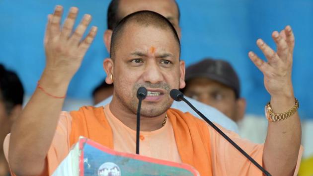 Uttar Pradesh chief minister Yogi Adityanath addresses a gathering as the Narmada Seva Yatra. Adityanath said that the crackdown on illegal slaughter houses in UP were part of National Green Tribunal (NGT) order that wasn’t honoured by the previous governments.(PTI) Uttar Pradesh chief minister Yogi Adityanath addresses a gathering as the Narmada Seva Yatra. Adityanath said that the crackdown on illegal slaughter houses in UP were part of National Green Tribunal (NGT) order that wasn’t honoured by the previous governments.(PTI)