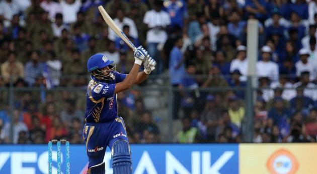 Rohit Sharma in action during match 38 of 2017 Indian Premier League between Mumbai Indians and Royal Challengers Bangalore at the Wankhede Stadium. Get full cricket score of Mumbai Indians vs Royal Challengers Bangalore here(BCCI)