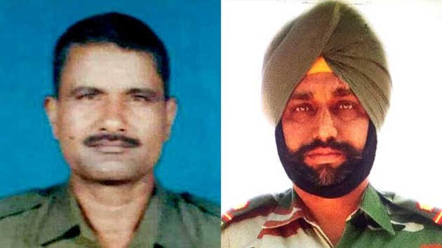 Martyred soldiers Prem Sagar and (right) Naib subedar Paramjit Singh. (ANI Photo) Martyred soldiers Prem Sagar and (right) Naib subedar Paramjit Singh. (ANI Photo)