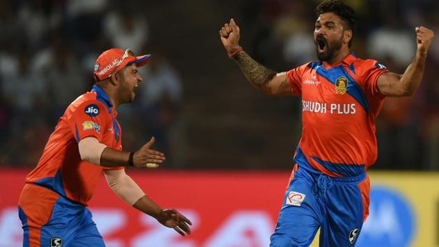 Gujarat Lions captain Suresh Raina (L) and Pradeep Sangwan celebrates after the dismissal of Rising Pune Supergiants captain Steven Smith. (AFP) Gujarat Lions captain Suresh Raina (L) and Pradeep Sangwan celebrates after the dismissal of Rising Pune Supergiants captain Steven Smith. (AFP)