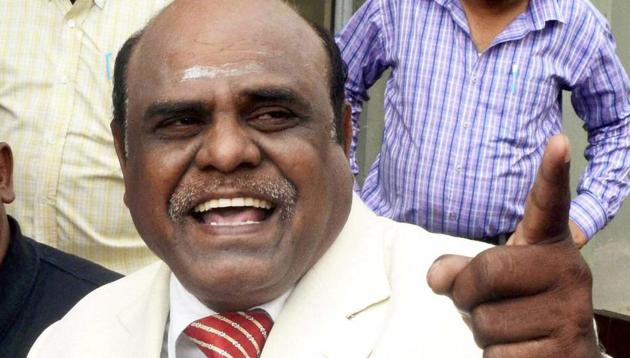 Justice CS Karnan of Calcutta high court addresses a press conference at his residence in New Town near Kolkata. (PTI) Justice CS Karnan of Calcutta high court addresses a press conference at his residence in New Town near Kolkata. (PTI)