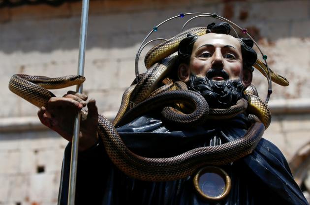 San Domenico is perceived as a character who determines salvation not only from snakes, from the bites of poisonous or rabid animals, but also a universal salvation against the ills of the world. (Tony Gentile / Reuters)
