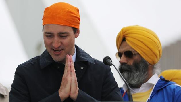 Canada's Prime Minister Justin Trudeau addresses people during the celebrations. (REUTERS)