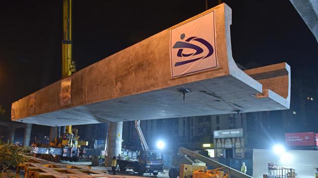 The line will be complemented by Metro 2A (Dahisar to DN Nagar) and is expected to be used by nine lakh commuters. (Pratham Gokhale/HT Photo)