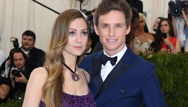 Hannah Bagshawe (L) and Eddie Redmayne arrive for the Costume Institute Benefit on May 1, 2017, at the Metropolitan Museum of Art in New York.(AFP)