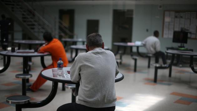 A communal area is seen at the Adelanto immigration detention center. (Lucy Nicholson /Reuters)
