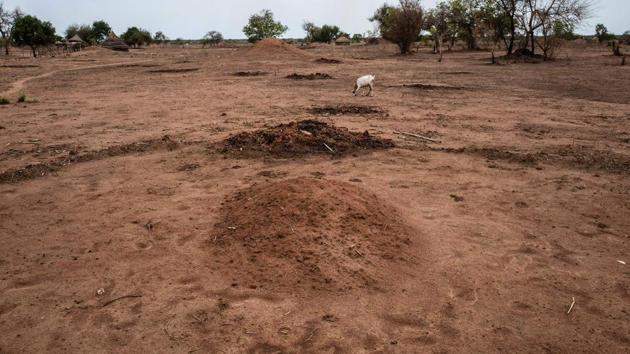 A picture shows the shallow grave of a cholera victim near the remote village of Dor in the Awerial. (AFP)
