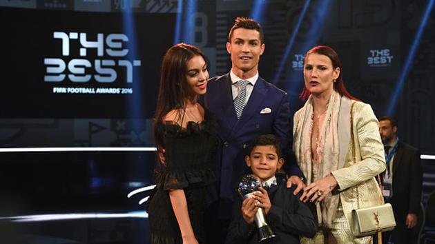 Ronaldo poses for a picture with Rodriguez (L), his sister and son Cristiano Ronaldo Jr after The Best FIFA Football Awards in January. (FIFA via Getty Images) Ronaldo poses for a picture with Rodriguez (L), his sister and son Cristiano Ronaldo Jr after The Best FIFA Football Awards in January. (FIFA via Getty Images)