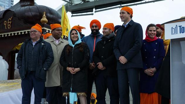 Canadian Prime Minister Justin Trudeau’s presence at a ‘nagar kirtan’ in Toronto that featured Khalistani flags and posters of Jarnail Singh Bhindranwale has upset the Indian government.(Courtesy Canadian PMO)