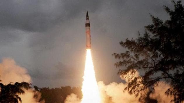 IThe trial of the surface-to-surface missile was conducted from a mobile launcher at the Integrated Test Range (ITR) on Abdul Kalam Island at around 10.25 am on Thursday.(PTI File Photo)