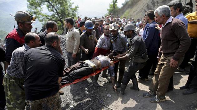 The mine in Golestan province collapsed when trapped methane gas exploded as workers tried to jump-start a locomotive engine, according to reports.(AP Photo) The mine in Golestan province collapsed when trapped methane gas exploded as workers tried to jump-start a locomotive engine, according to reports.(AP Photo)